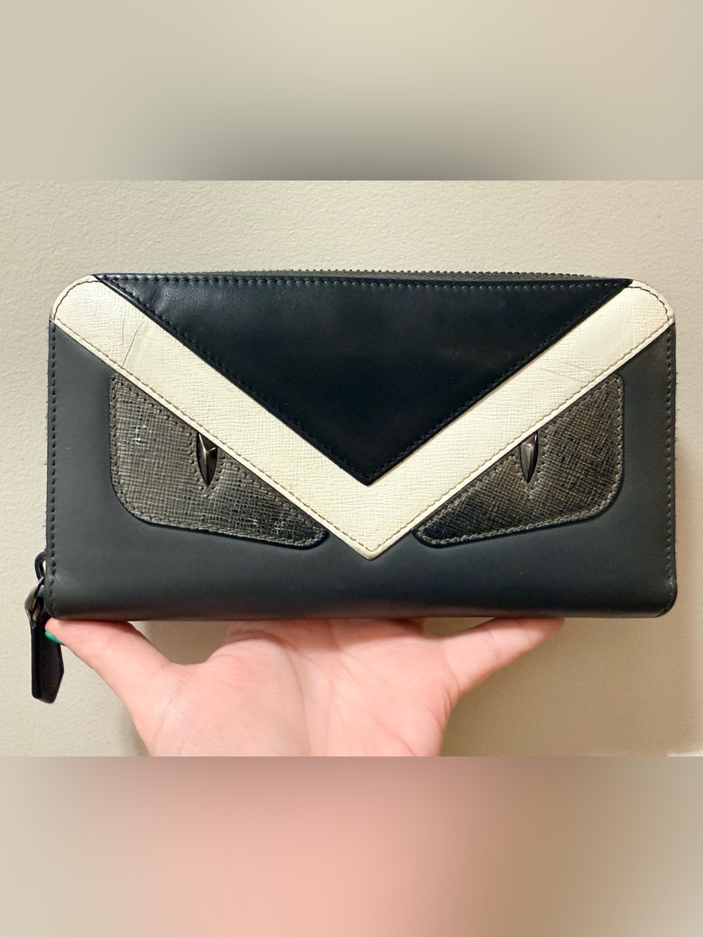 Fendi - Authentic Monster Eyes - Long Zippy Wallet w/ box & dust bag!